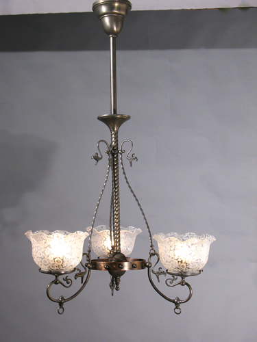 Thackera & Co. 3-Light Gas Chandelier with Serpents